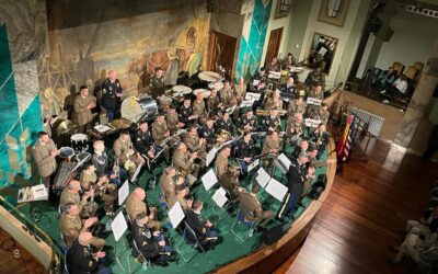 Un histórico concierto une a las bandas de la AGM y del ejército de EEUU en Caja Rural de Aragón